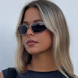 Vintage y2k Sunglasses Women Stylish Gradient Lens Outdoor Shades Trendy Luxury Brand Design Metal Frame Eyewear UV400