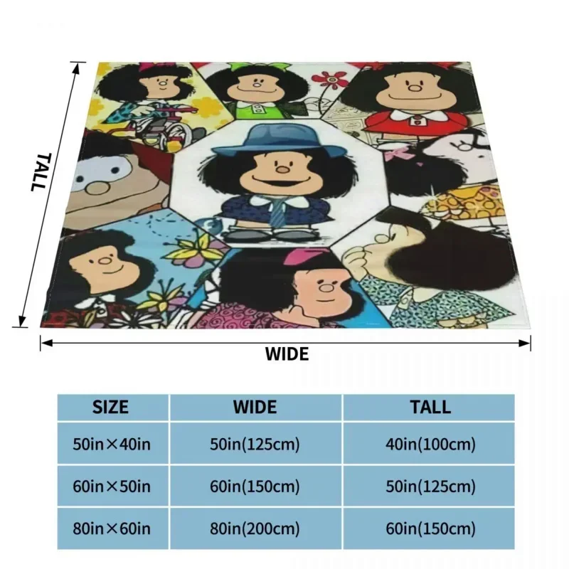 Anime Plaid Mafalda Blankets Flannel Summer Portable Warm Throw Blanket for Sofa Outdoor Bedding Throws