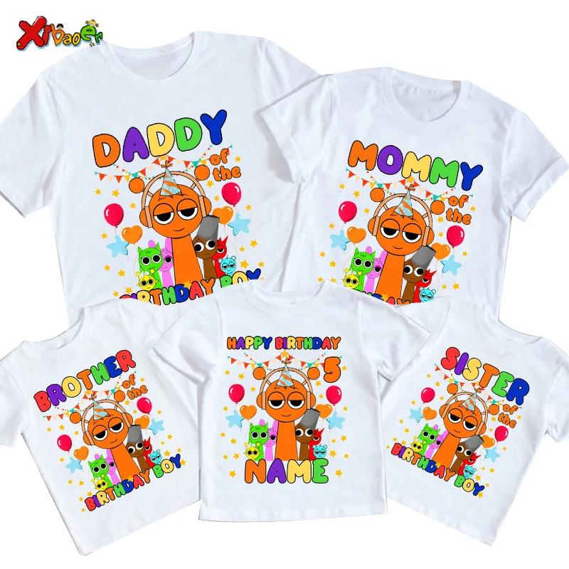 

5th Birthday Girl TShirt Family Matching Outfits Kids Personalized Name Party T-shirt Family Look 6 5 7 8 9 Year Girl 6th 8th