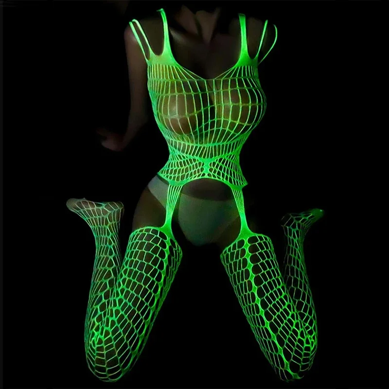 Luminous Sexy Lingerie Porn Bodystockings ​Women Bodysuits Underwear Crotchless Babydoll Female Fishnet Bodysuit Erotic Clothing