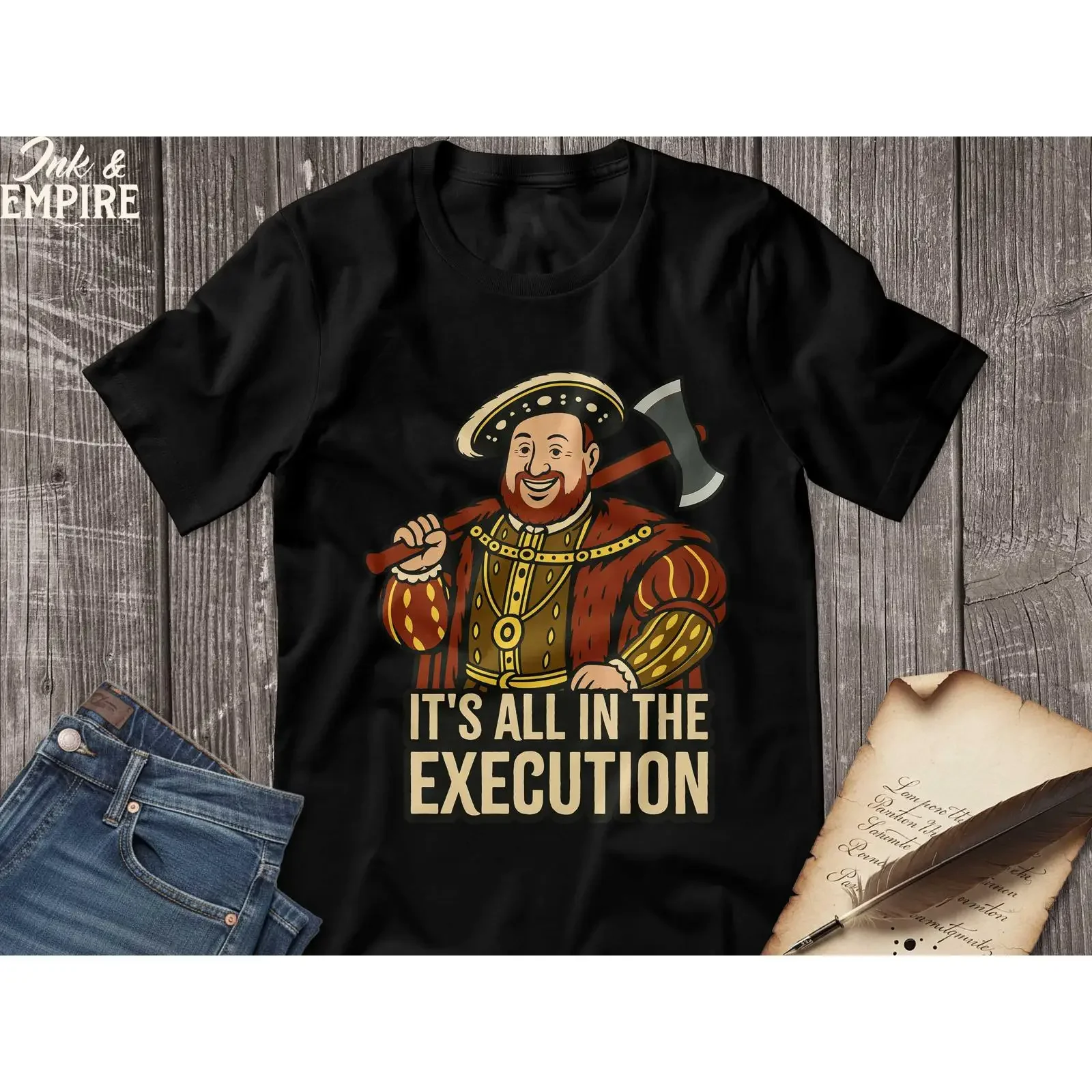 Henry VIII Execution T Shirt Funny History Teacher  vintage Washed Slightly Unisex Casual Stylish homme Breathable graphic