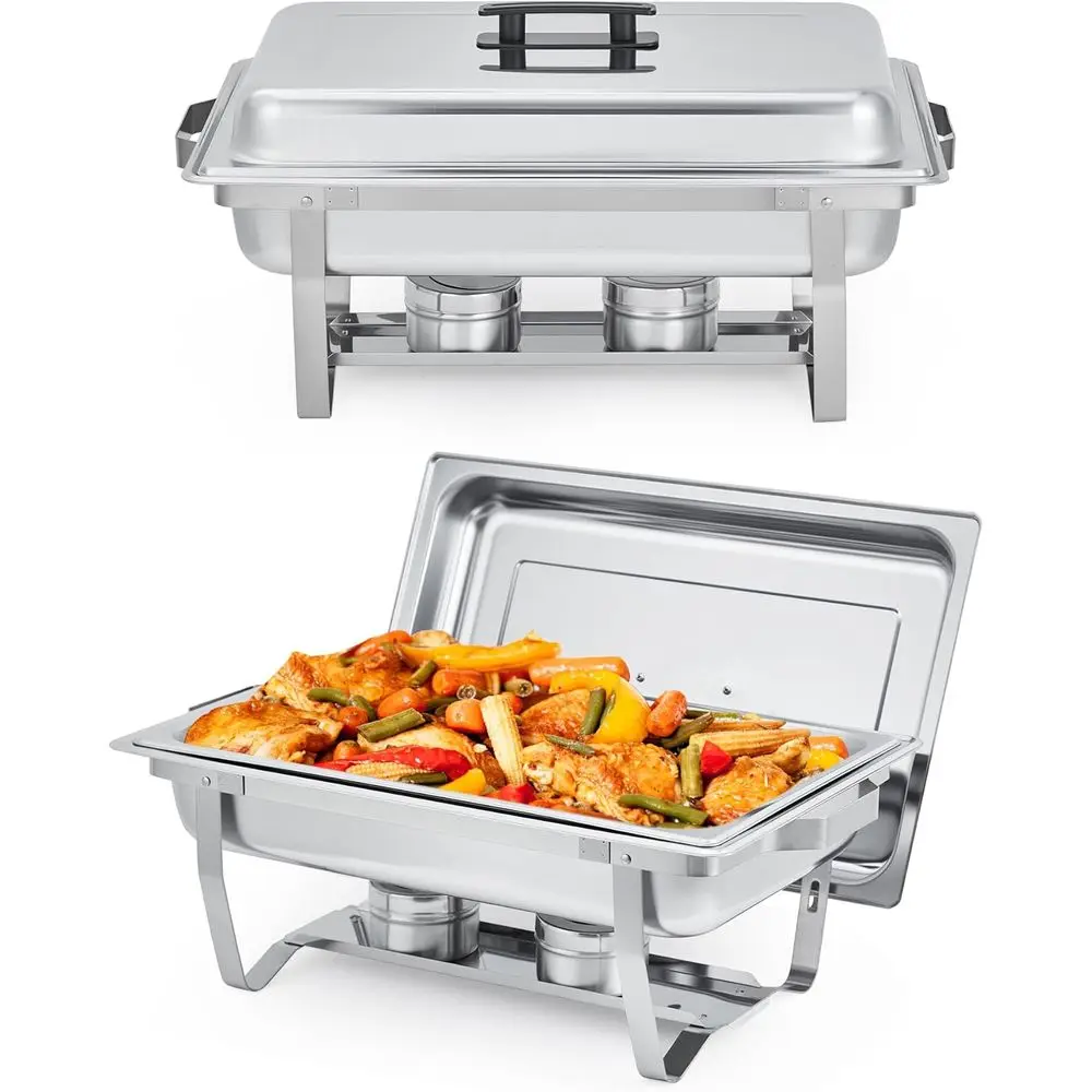 

Stainless Steel Buffet Warmer Set, 8-Quart Servers with Lids and Foldable Stand, Ideal for Party Catering and Weddings