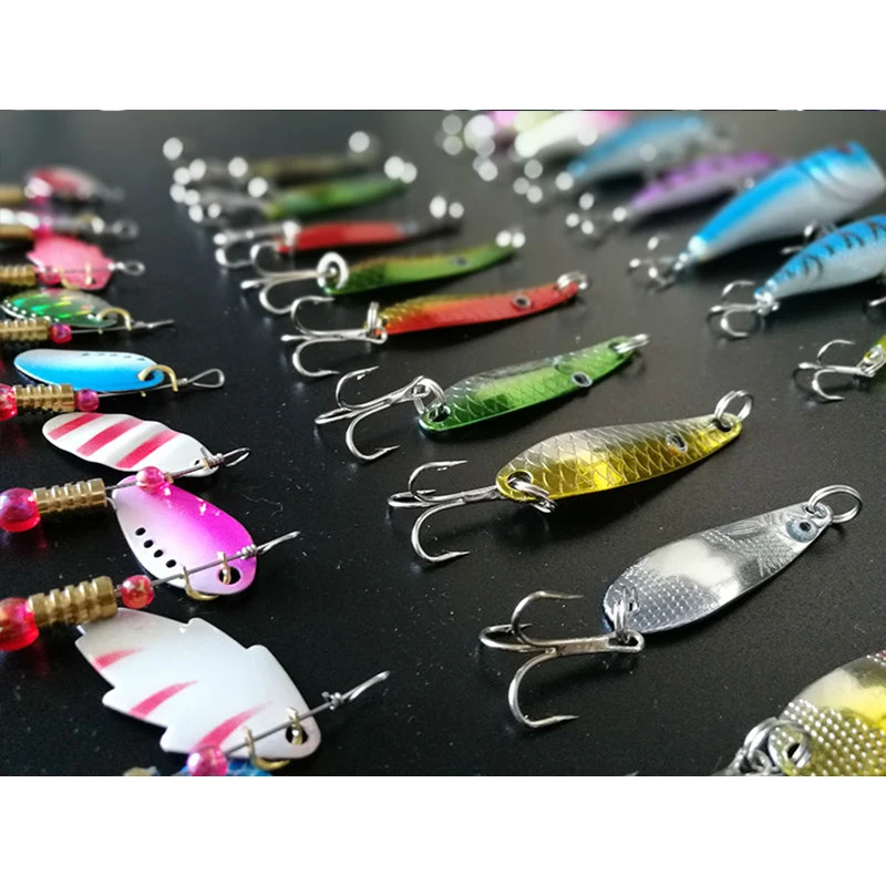 FJORD 30pcs/lot Spinners Fishing Kit Set of Wobblers Metal Spoon Lures Summer Freshwater Saltwater Fishing Tackle Baits