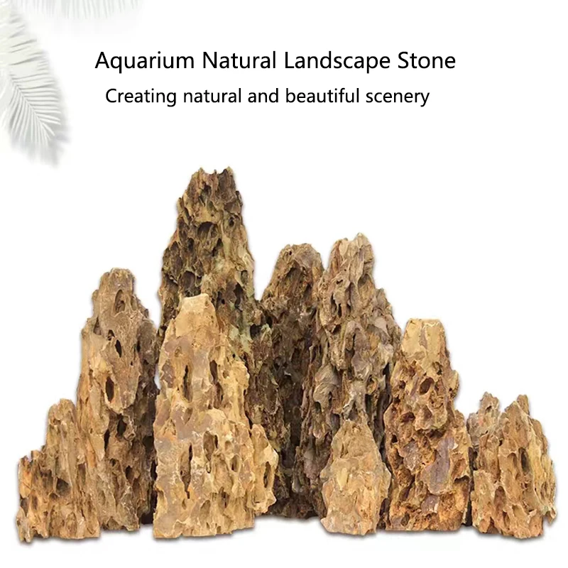 Natural Aquarium Decoration Stone Rockery Landscaping Fish Tank  Porous Pine Stone Beautiful Landscape Good for Plants Growth