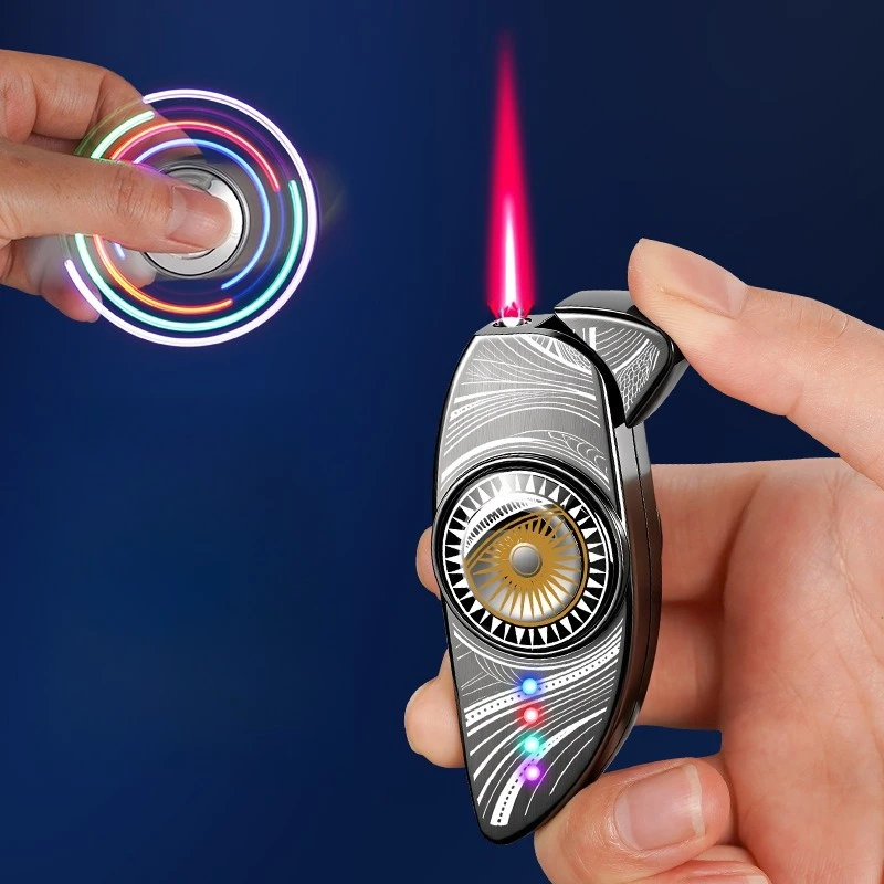 2026 Creative Rotating Autumn Water Affective Windproof Red Flame Butane Gas Lighter Cool Top Color Light Zinc Alloy Lighters