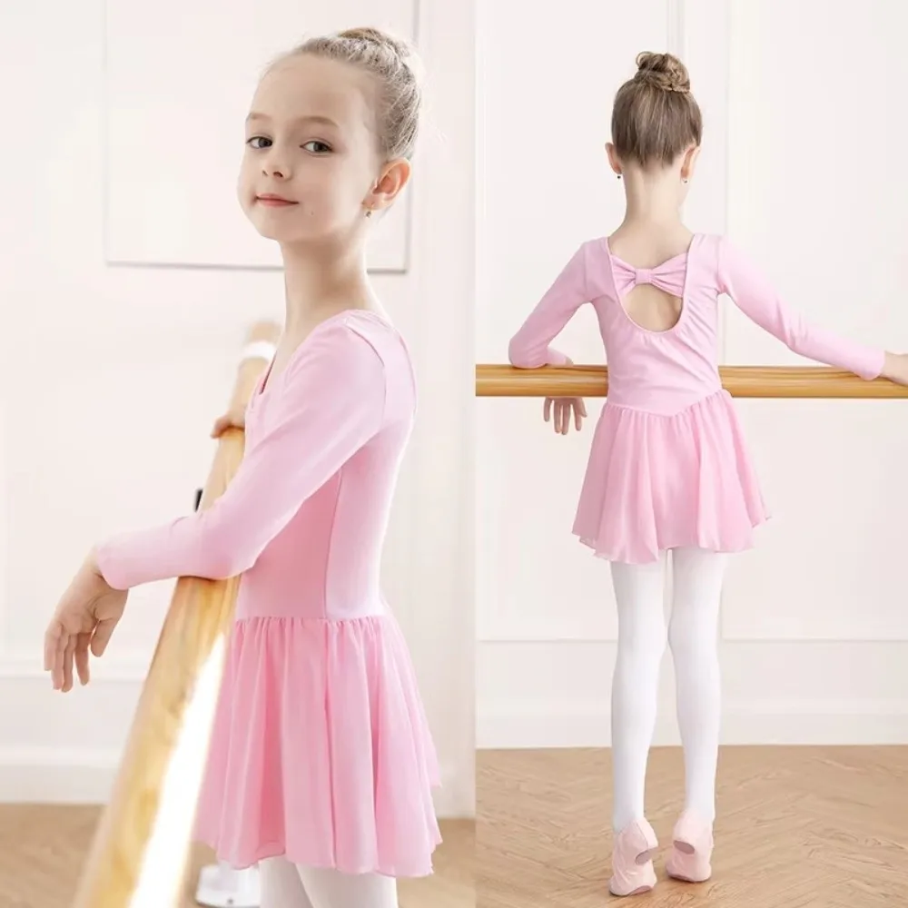 

Fashion Short Sleeve Ballet Dress Bowknot Elastic Ballet Leotards Body Shaping Cotton Gymnastics Leotards Performance