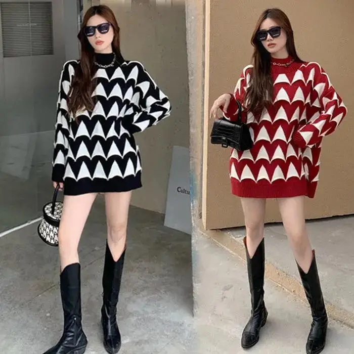 Large Size New Small Black and White Color Blocked Fat Mm Women's Fur Dress