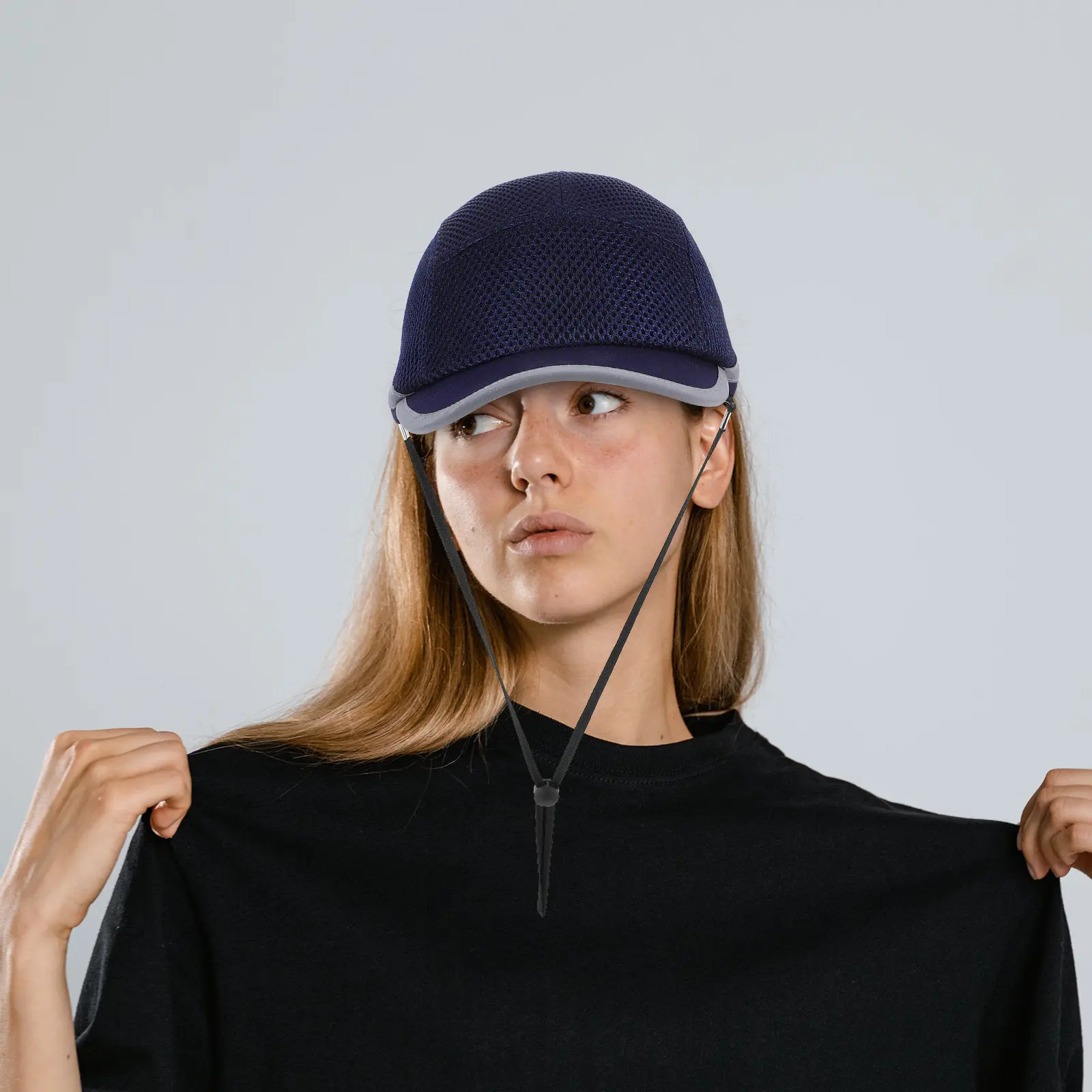 Construction Hard Hat Black Lightweight Safety Cap Breathable Ratchet Hard Hats Baseball Cap Style Work for Adults