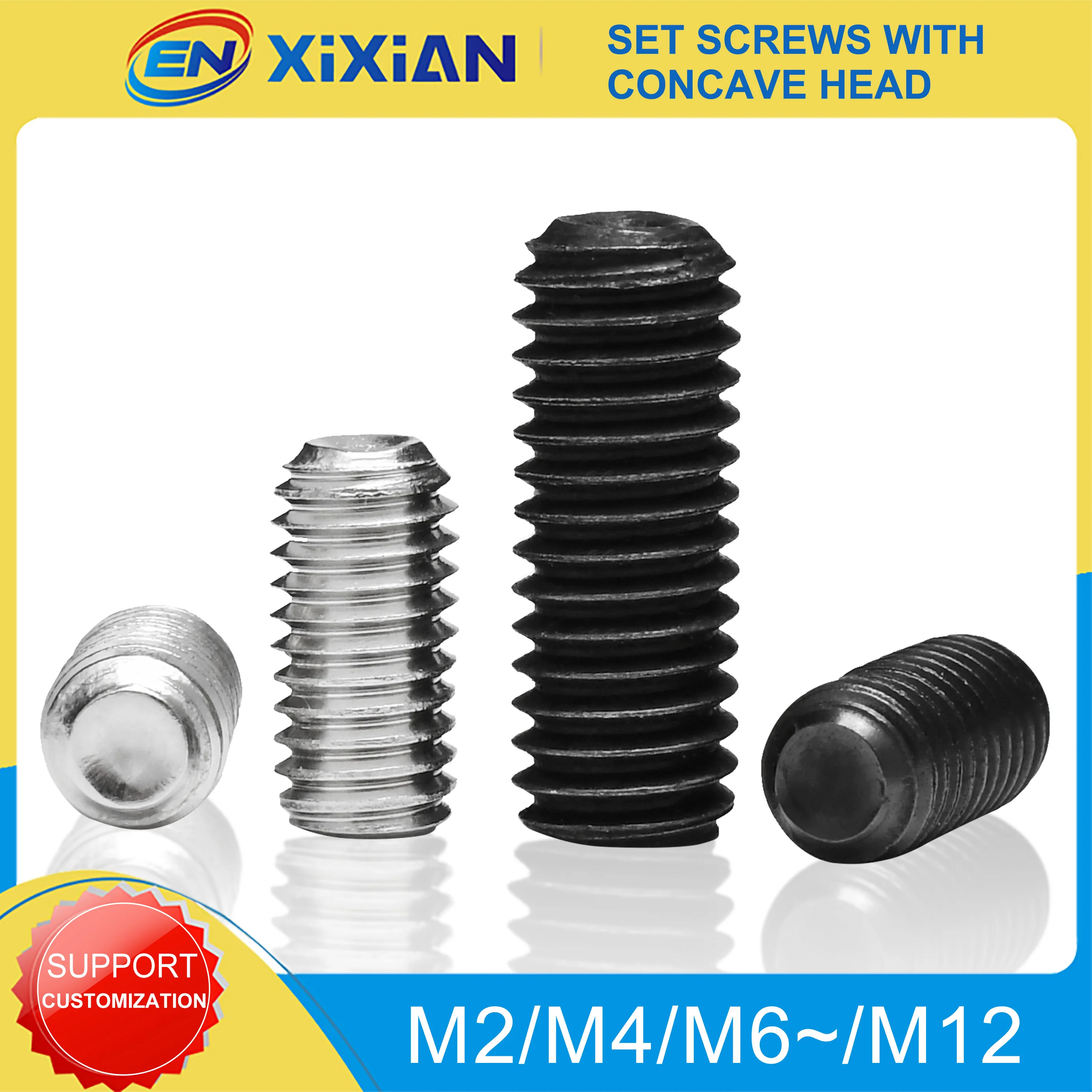 M2 M2.5 M3 M4 M5 M6 M8 M10 M12 DIN916 stainless steel Black Grade12.9 Steel Set Grub Screw Hex Hexagon Socket Allen Cup Point