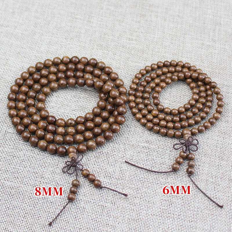 Golden Sandalwood 108 Beads 8MM Buddhist Bead Bracelet with Small Holes and Smooth Texture, Decorative Jewelry for Men