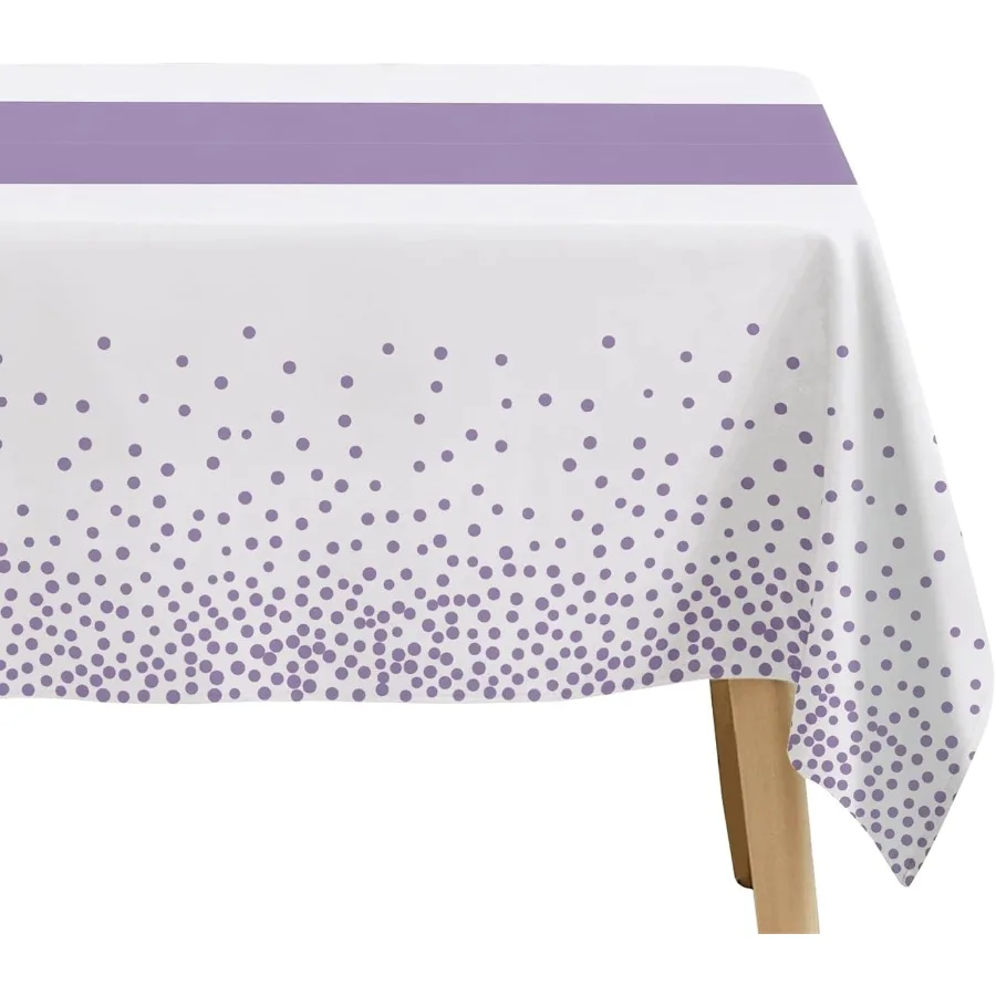 Белые и фиолетовые украшения для вечеринок, скатерть, 3 упаковки, одноразовая скатерть в фиолетовую точку, скатерть с принтом для дня рождения ребенка B