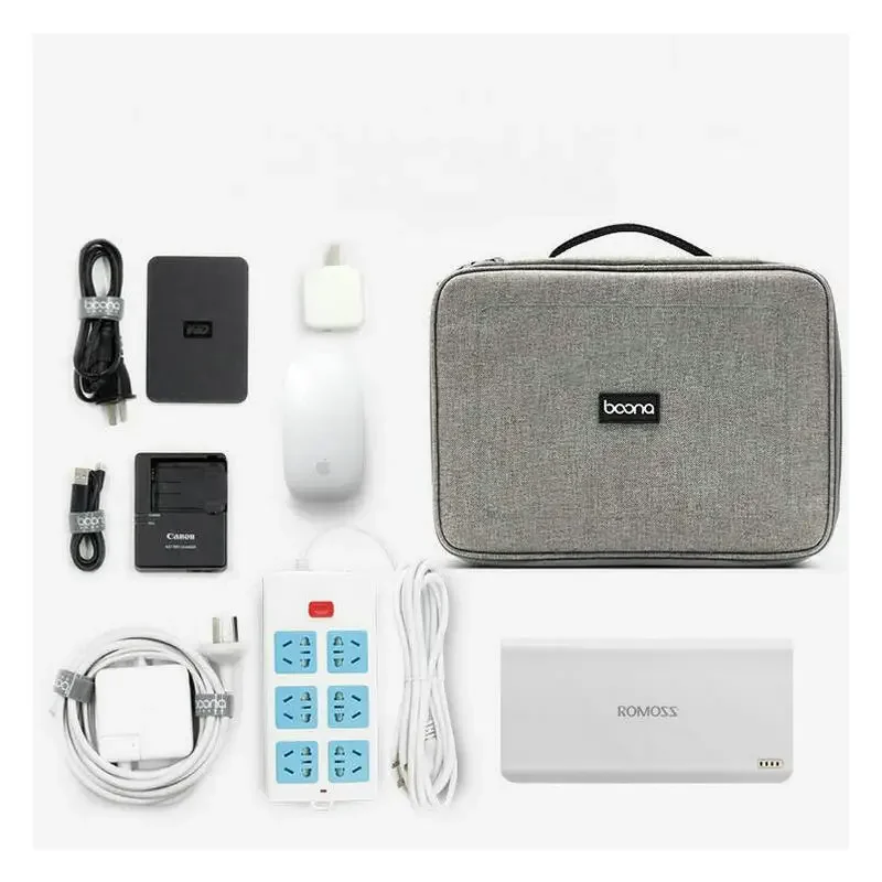 電子トラベルバッグ、カメラ収納用ドキュメントバッグ、USB充電ケーブル、親密なアクセサリー、BN-D006、新品
