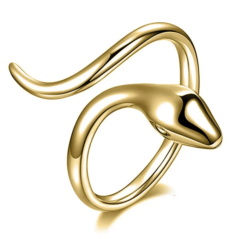 Huitan Fashion Snake Finger Rings for Women Metallic Silver Color/Gold Color Hip Hop Guys Hot Accessories Minimalist Jewelry
