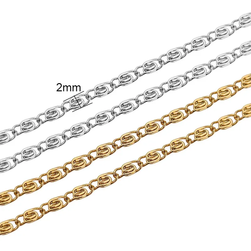 2meters Never Fade PVD Stainless Steel Open Link Chains Necklace Bulk Lot 2mm Chains for Diy Jewelry Making Bracelet Accessories