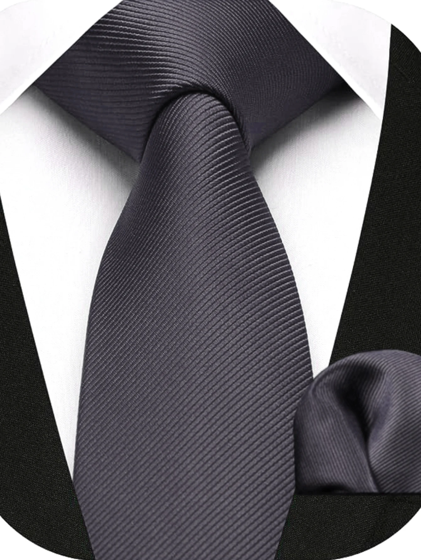 JEMYGINS Herren-Krawatte, schmal, einfarbig, 6 cm, Seidenkrawatte, Einstecktuch-Kombi-Set, geeignet für Herren, Geburtstagsgeschenke, Hochzeiten, Business – Detail 22