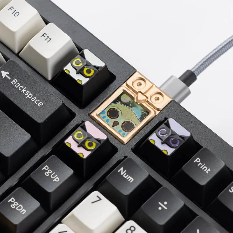 Athena Owl Theme Keycaps Customization Anodized Aluminum R1 Profile Keyboard Cap for Mechanical Keyboard Accessories DIY Gift