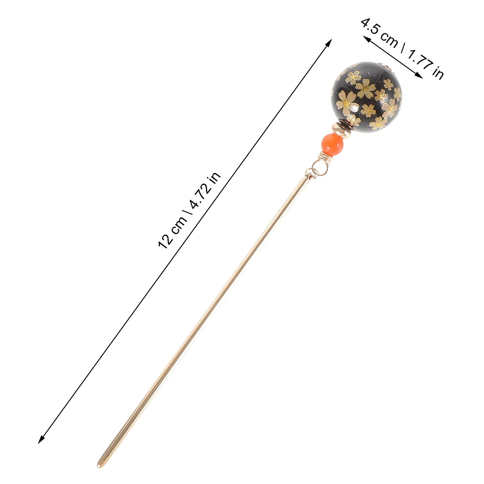 

Hairpin Stick Vintage Chinese Alloy Acrylic Lightweight Elegant Bun Decor Accessory for Women Black Asian Bridal