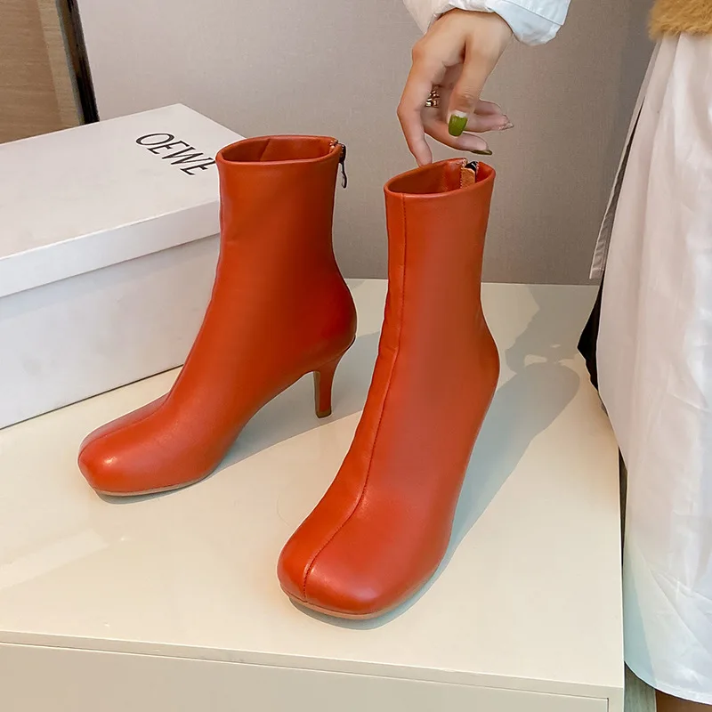 

StephanBoots-Bottes courtes en cuir véritable pour dames, fermeture éclair, décontracté, fête, printemps, sexy, nouveau, 2025