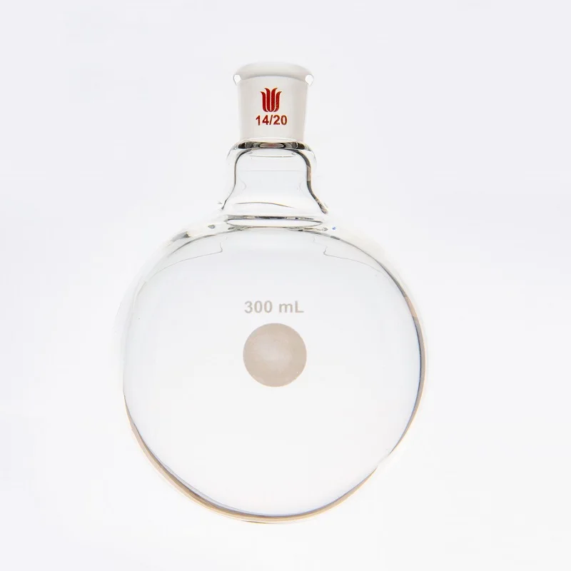 SYNTHWARE Single neck round bottom ball bottle, Joint 14/20, Capacity 5mL-500mL, Borosilicate Glass Flask, F301