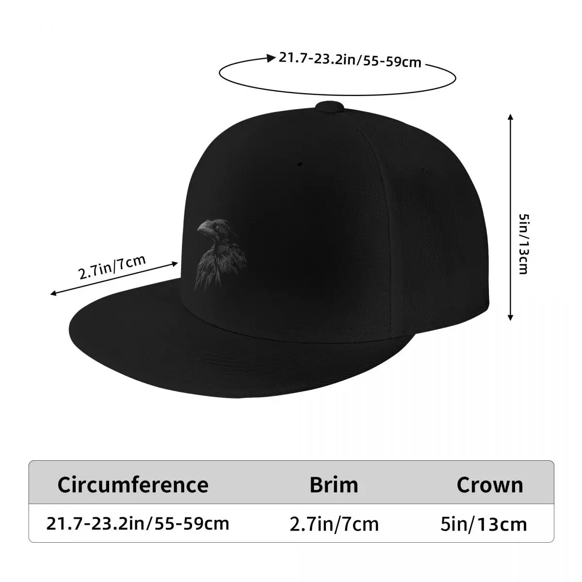 Mystical black raven illustration crow artwork Baseball Cap derby hat Hat Beach Trucker Cap Gentleman Hat Hats For Men Women's