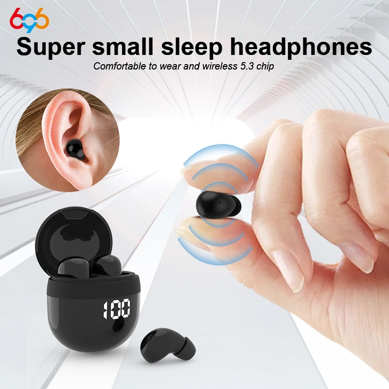 

696 Small And lightweight Sleep Headset LED Power Display Mini Wireless 5.3 Headphone Music HD Call HlFl Sound Quality Gift