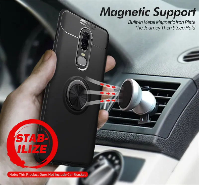 Oneplus 6 A6000 A6003 Case Magnetic Car Ring Holder Silicone TPU Back Cover Phone Case for Oneplus 6 Oneplus6 A6000 A6003