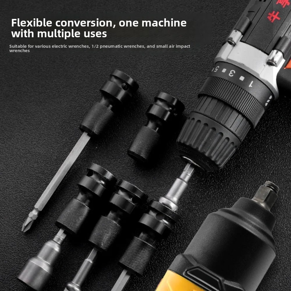 Impact Wrench to Drill Adapter 1/2 to 1/4 Hex Converter Socket Extension Bit Holder for Electric Wrench and Power Tools