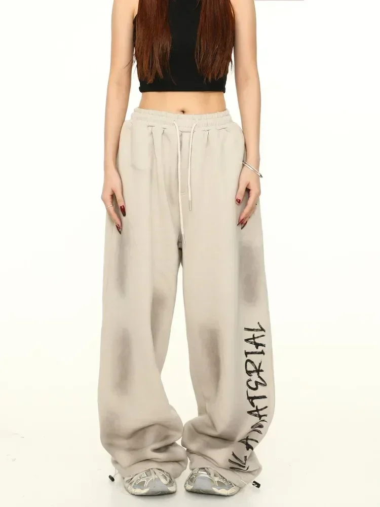 HOUZHOU VintageถังขยะY2k 2000S Sweatpants Baggyผู้หญิงHarajukuเกาหลีสไตล์ขนาดใหญ่กางเกงGrunge StreetwearกางเกงHip Hop