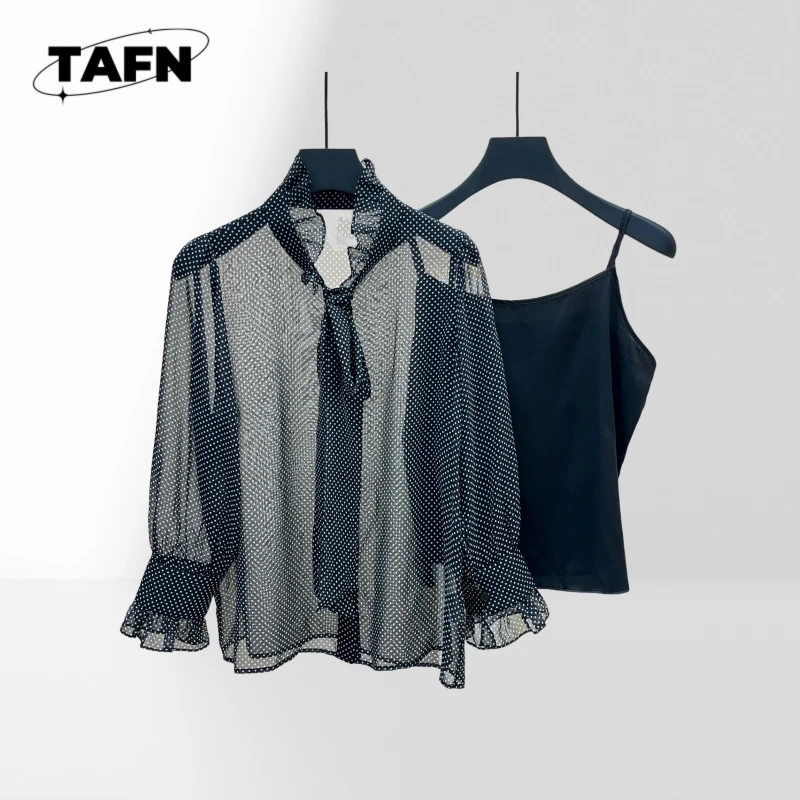 

Женская рубашка с завязками на шее, офисная элегантная блузка с длинным рукавом, женская свободная длинная рубашка-платье, повседневная блузка большого размера AH1201