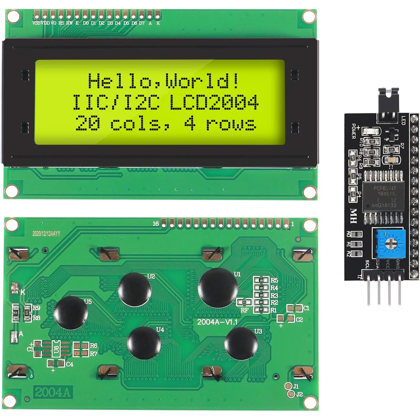 LCD2004+I2C LCD2004 20x4 2004A Blue Green Screen Character LCD IIC Serial Interface Adapter Module for Arduino