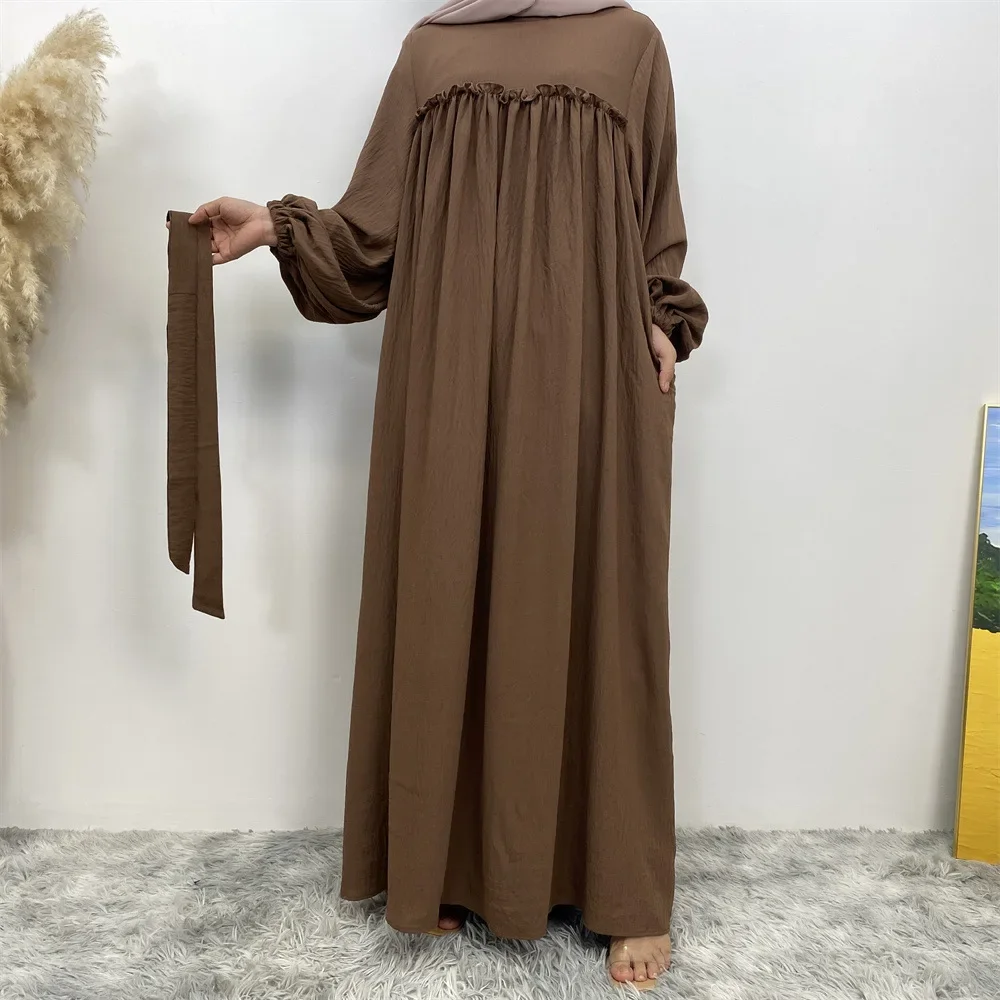 Casual Dubai Women Abaya Muslim Dress Loose Turkey Islamic Arab Ramadan Eid Kaftan Prayer Clothing Hijab Robe Femme Musulmane