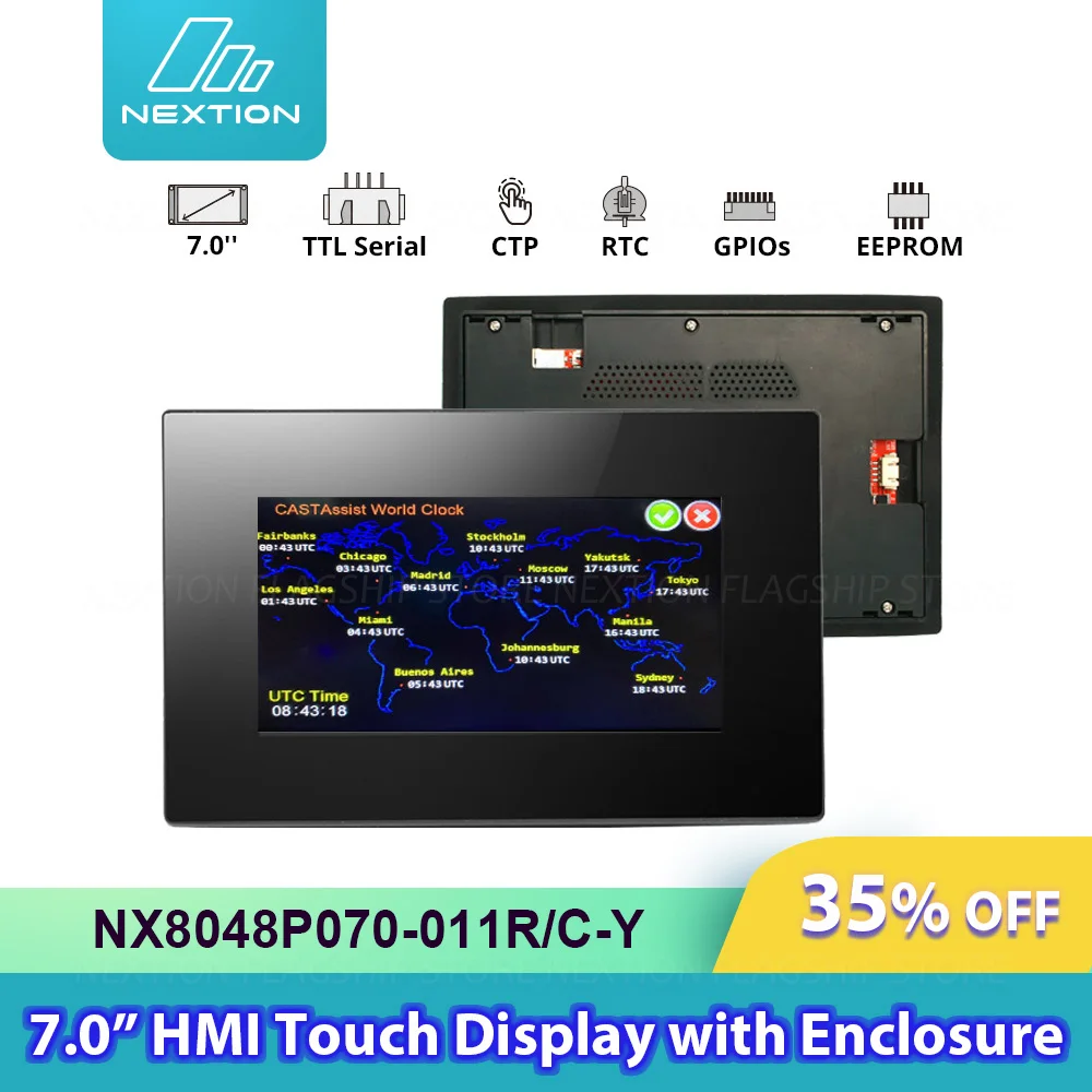 NEXTION 7.0” NX8048P070-011R/C-Y HMI Module Intelligent Series Resistive/Capacitive LCD TFT Touch Display Screen With Enclosure