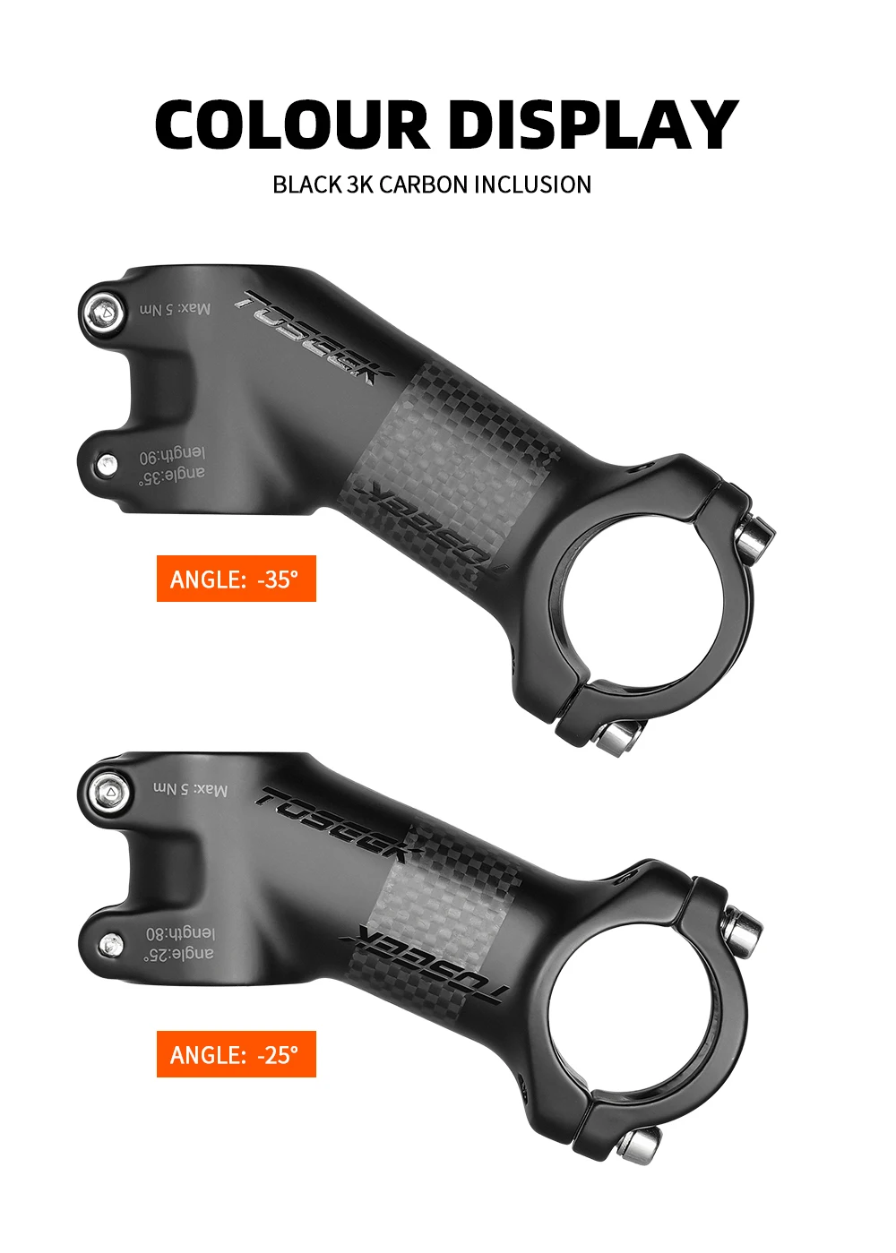 TOSEEK Fahrradvorbau 31,8 mm Lenkervorbau MTB Rennrad Vorbau Winkel 25/35 Grad 60/70/80/90/100/110 mm Matt Schwarz Grau Silber – Detail 9