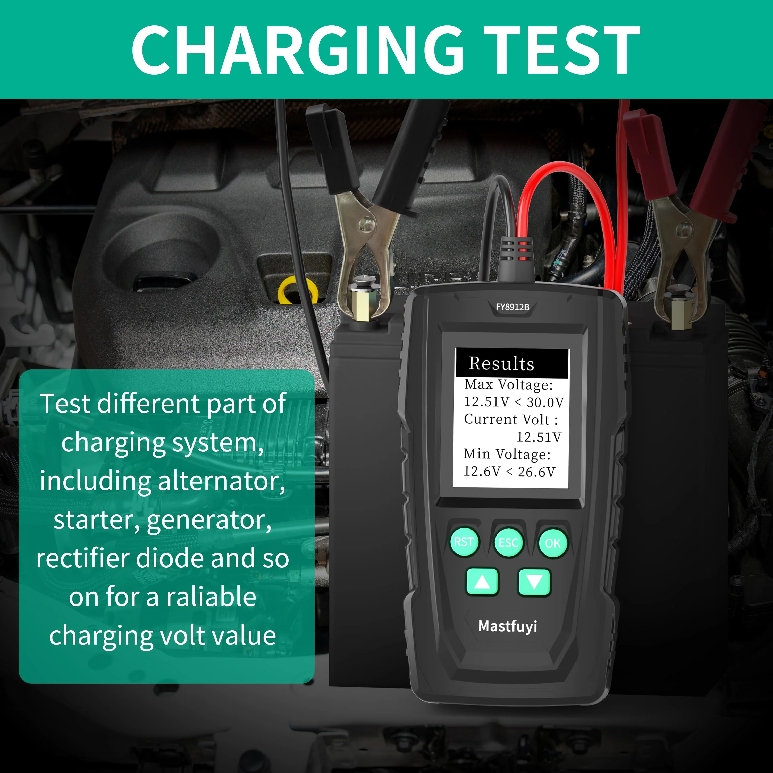 MASTFUYI FY8912B Profesjonalny Tester Baterii Samochodowej i Analizator Systemu 12V/24V – Pełna Diagnoza dla Baterii Ołowiu-Kwasowych