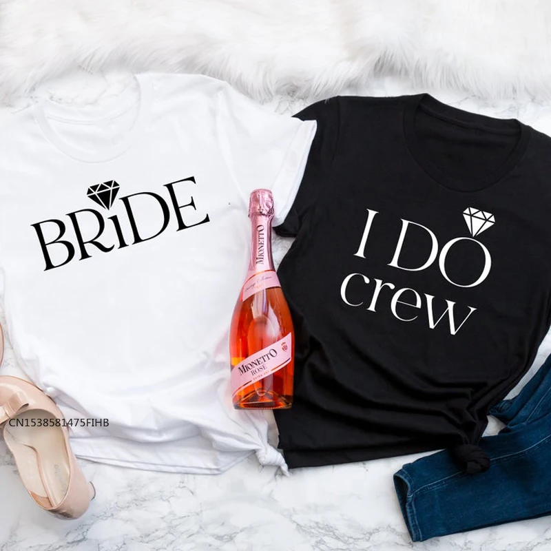 Bride I Do Crew Diamond T-Shirt Cute Women Graphic Bachelorette Party Tee Top Funny Marriage Bridesmaids Gift Tshirt Premium