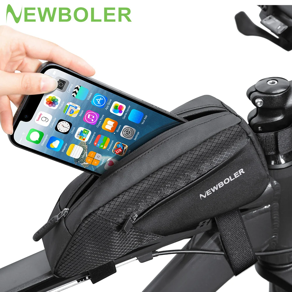 NEWBOLER Bike Bag 1.2L Portable Frame Front Tube Cycling Bag MTB Road Bicycle Pannier Bag Large Capacity Ultralight Cycling Bag