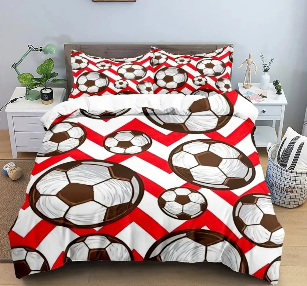 Cool Football Soccer 3D Bedding Set Duvet Cover Pillowcases Comforter Bed Linen Room Decor for Boys Gift Twin Queen King Size