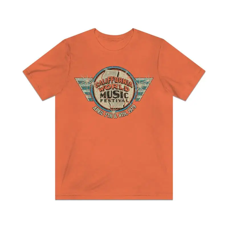 

Винтажная мужская футболка Мирового музыкального фестиваля CaliFFornia 1979, 1979 г.