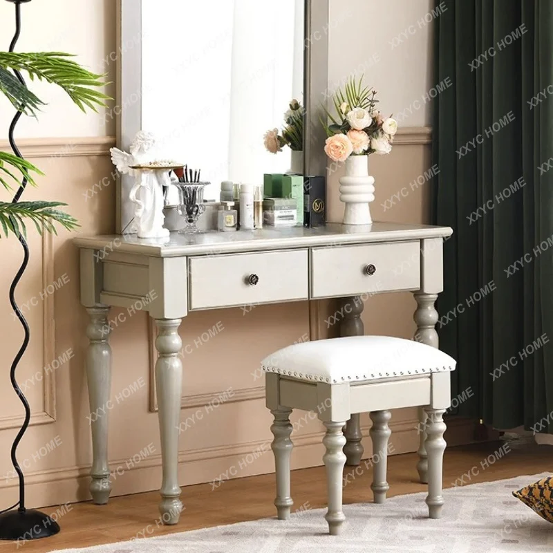 XXSimple and beautiful light luxury dresser, mica gray retro dresser, double dresser, makeup stool combination, bedroom suite
