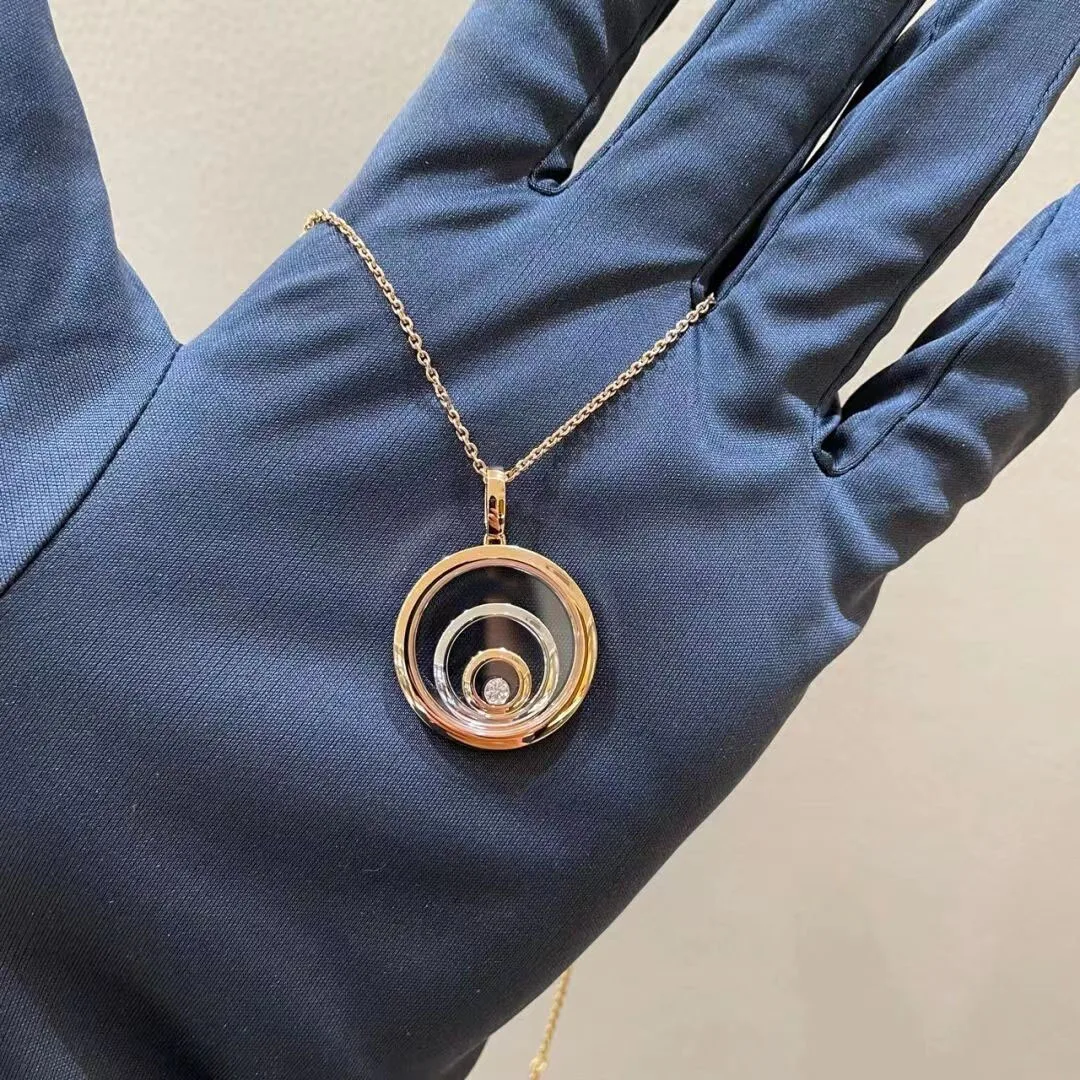 MXK 2025 Circle Pendant Diamond Necklace for Women | K18 Gold Plated Elegant Jewelry Gift | Anniversary Valentine Gift for Her