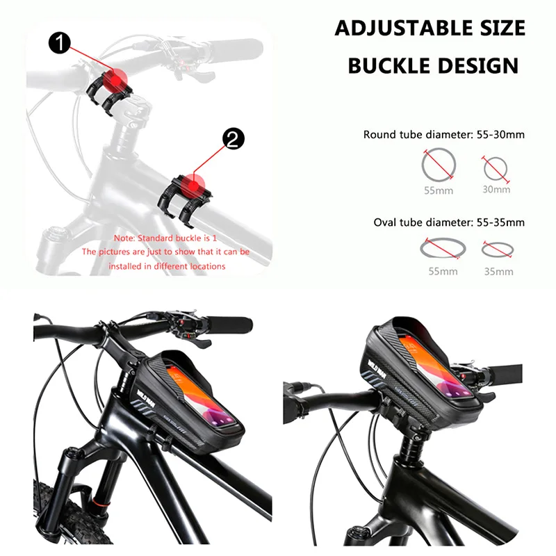 WILD MAN Front Bicycle Frame Bag  Rainproof  Touch Screen Bicycle Bag Phone 6.8INCH Hard Shell Bike Bag Mtb Accessories