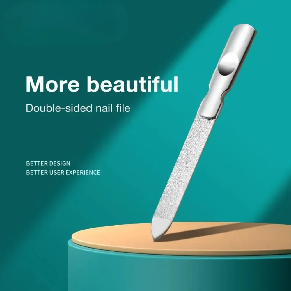 Stainless Steel Double-Sided Nail File - Mini Nail Buffer for Manicure, Simplistic & Practical Nail Care Tool, Polishing Stick