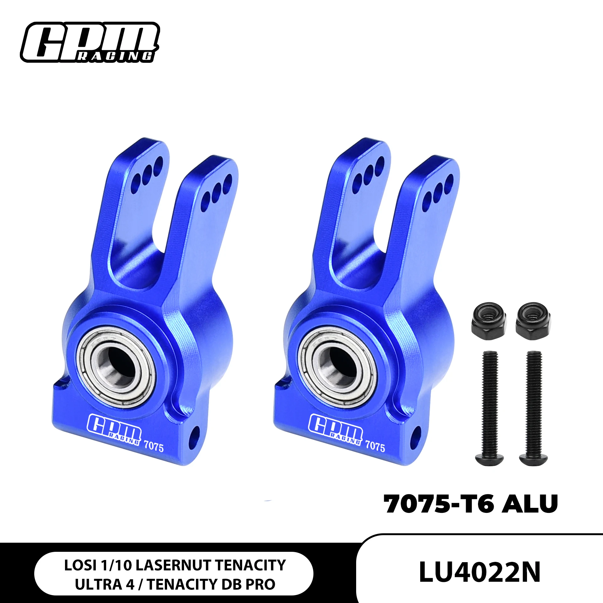 GPM Alloy 7075 Rear Hub Set (Larger Inner Bearings) For LOSI 1/10 Lasernut Tenacity Ultra 4 / Tenacity DB Pro