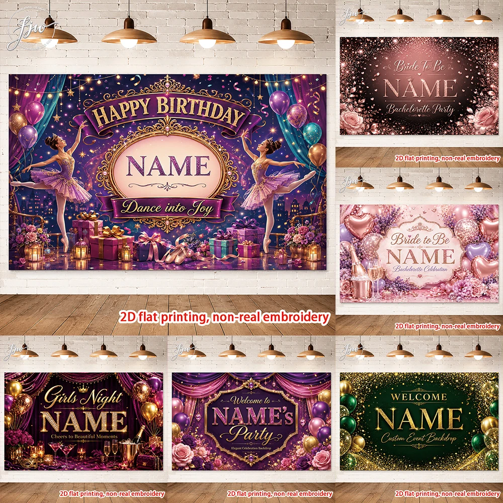 1pcs Custom Event Backdrop for Birthday Bachelorette Girls Night Party Personalized Name Party Decor Banner