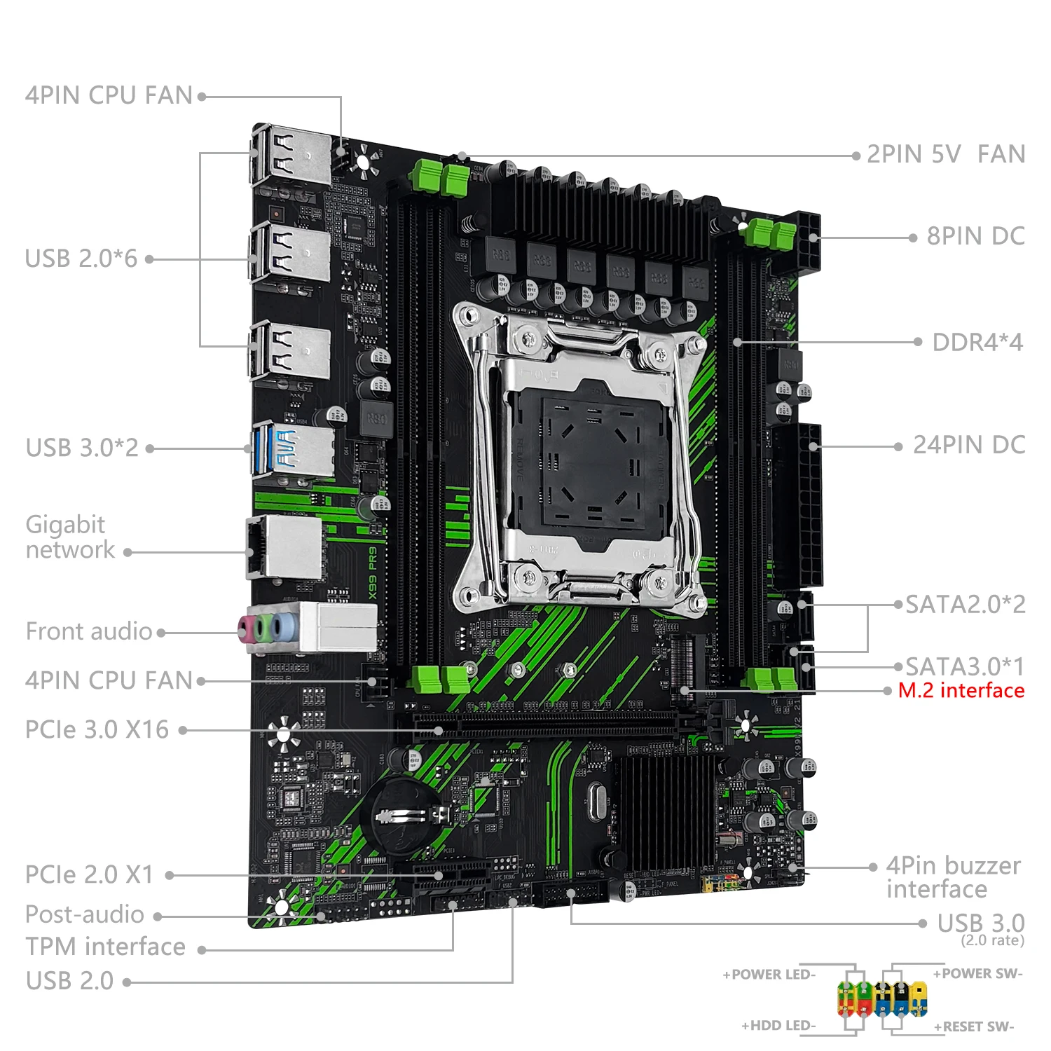 Материнская плата MACHINIST X99 PR9 LGA 2011-3 с процессорами Xeon E5 2640 V4 / E5 2620 V4, поддержка TPM2.0, DDR4 RAM, слоты SATA/NVME M.2
