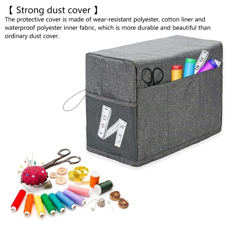 K1KA Foldable Sewing Machine Dust Cover with Storage Pockets Sewing Machine Protective Cover Replacement for Sewing Machine