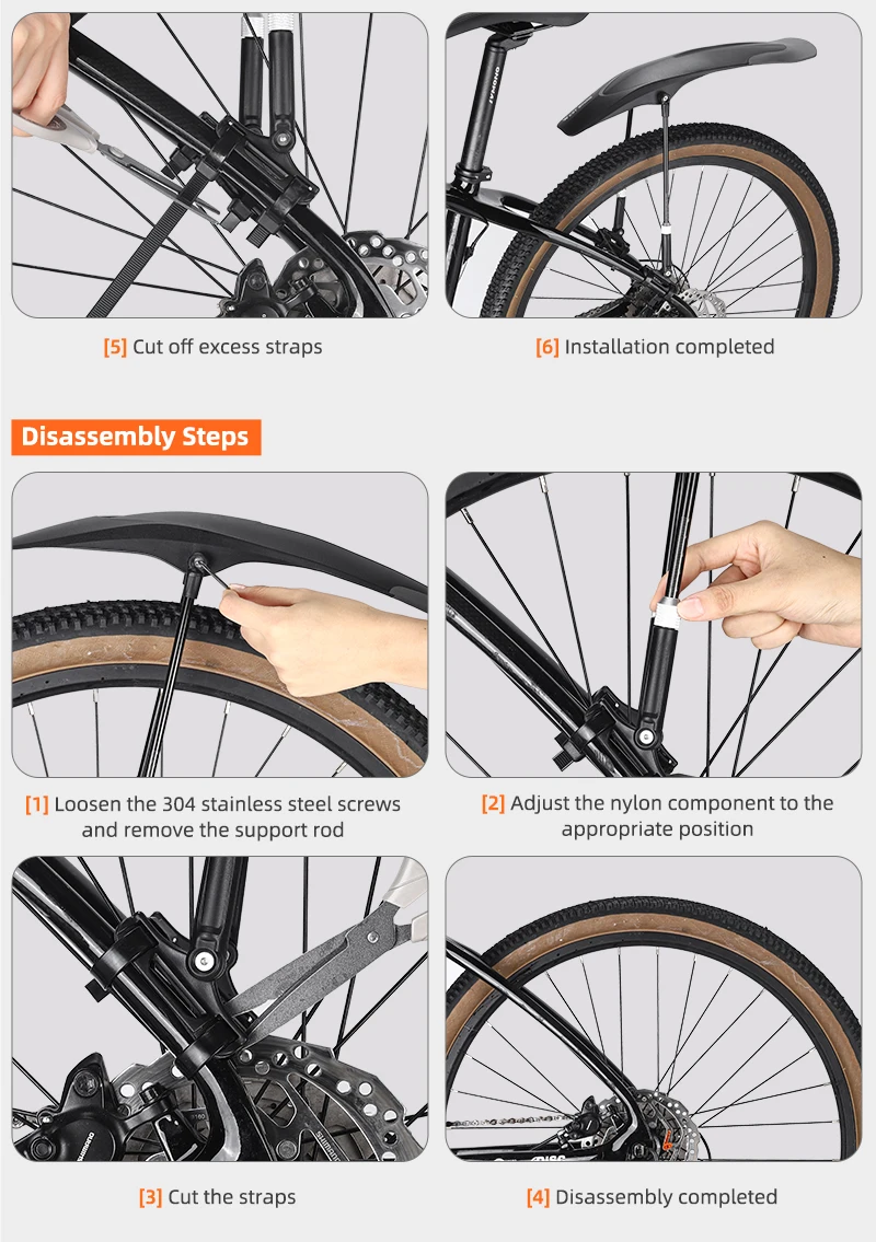 WEST BIKING Schnellspann-Fahrrad-Schutzblech-Set 8cm Verbreitert Höhenverstellbar Doppelhalterung Für 26 27,5 29 Zoll MTB Schutzblech – Detail 20