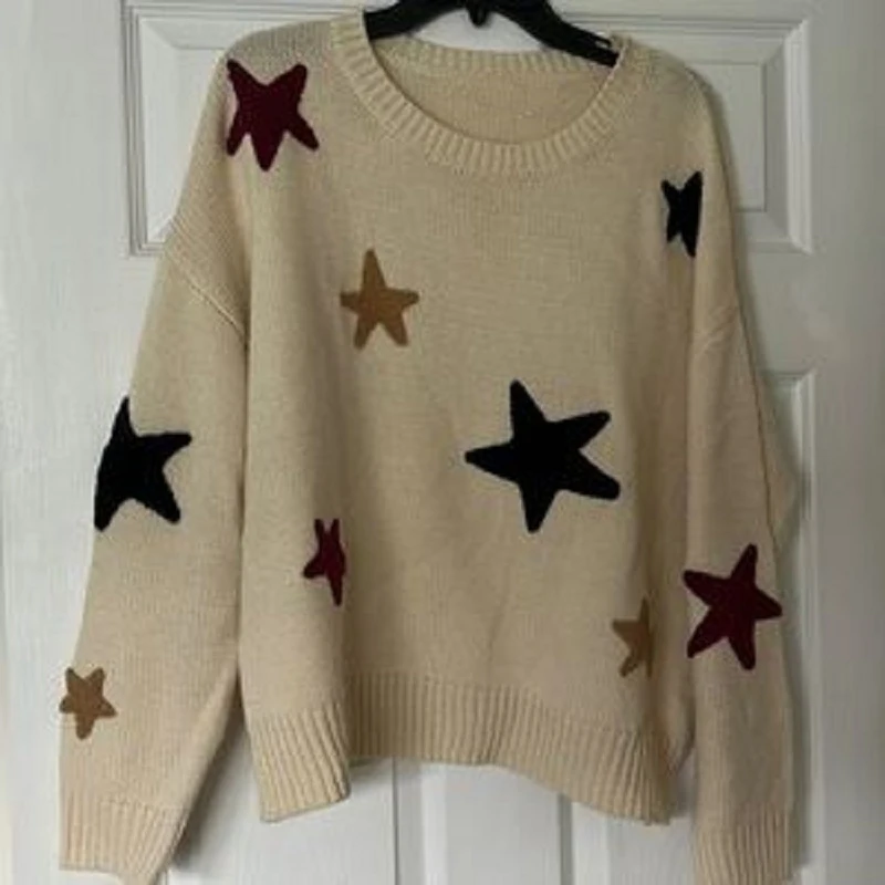 

La Chapelle 2024 Early Autumn Star Pattern Knitted sweater for women, super beautiful design,