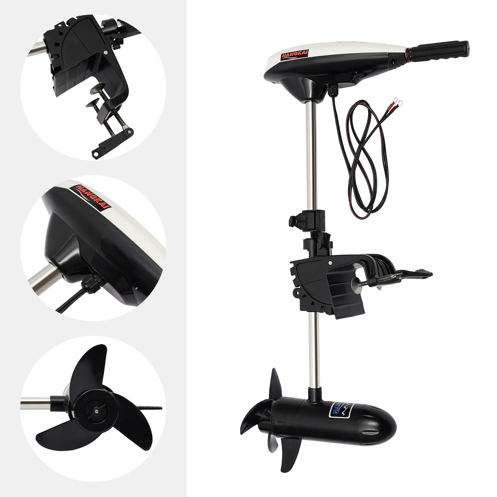 660W Electric Outboard Trolling Motor 65LBS 1322.7lbs Load Capacity Thrust Outboard Engine for Small Inflatable Boats