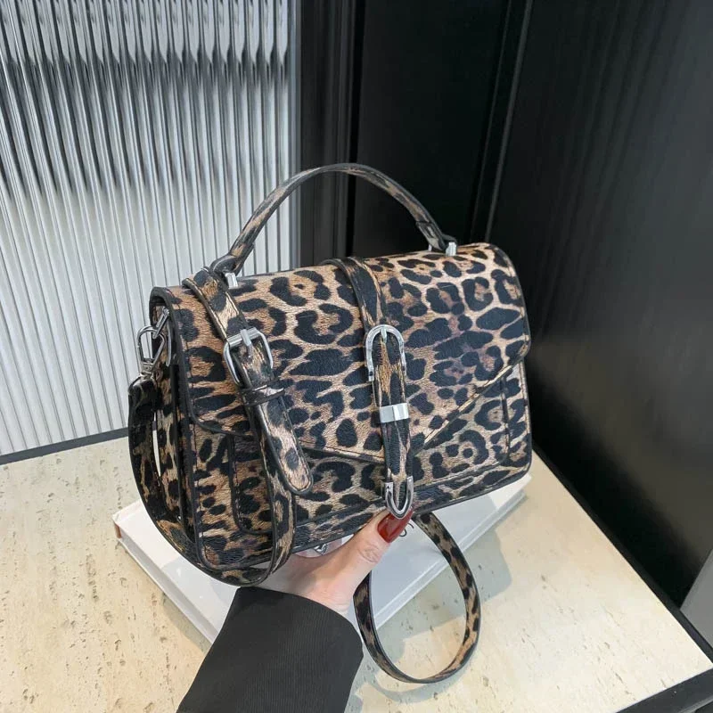 Leopard Buckle Fashion PU Shoulder Bags Sewing Flap Hasp Crossbody Bag High Quality Hand Bags 2024 Hot Sale Bags for Women